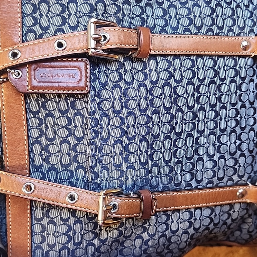 Coach Vintage Micro Kissing C's Denim Tote Euc - Picture 8 of 16